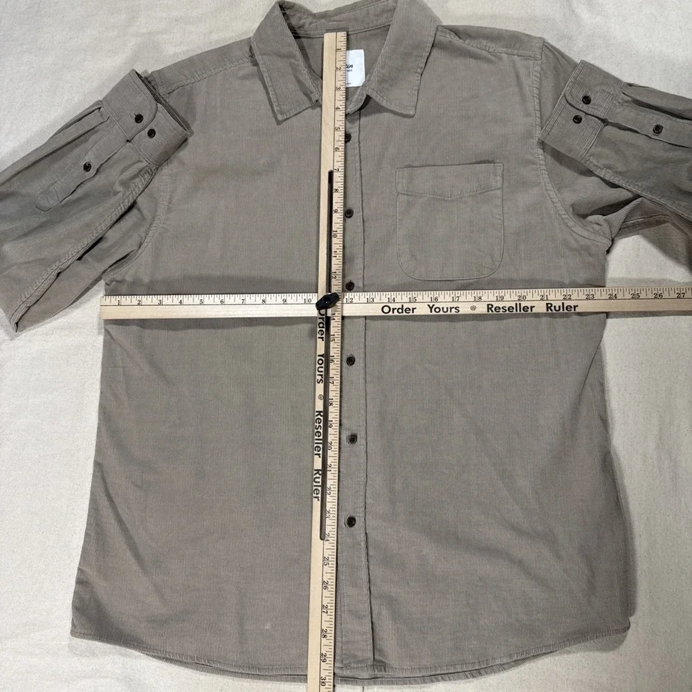 Katin Shirt Mens Corduroy Long Sleeve Snap Up Pockets Casual XL Beige